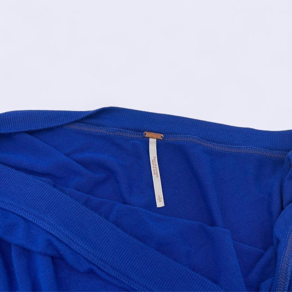 Free People Royal Blue Off the Shoulder One Sleeve Long Sleeve Top - Picture 2 of 4
